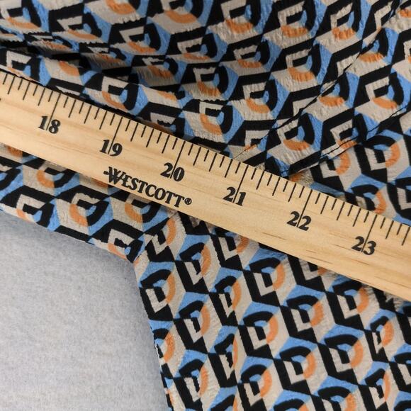 Cotton Bleu Geometric Tunic Top Women's Plus Sz 3X Ruffle Trim Long Puff Sleeve - Picture 4 of 10